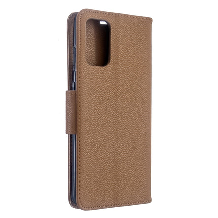 For Galaxy S20+ Litchi Texture Pure Color Horizontal Flip PU Leather Case with Holder & Card Slots & Wallet & Lanyard(Brown)-garmade.com