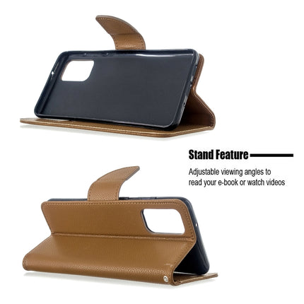 For Galaxy S20+ Litchi Texture Pure Color Horizontal Flip PU Leather Case with Holder & Card Slots & Wallet & Lanyard(Brown)-garmade.com