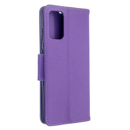 For Galaxy S20+ Litchi Texture Pure Color Horizontal Flip PU Leather Case with Holder & Card Slots & Wallet & Lanyard(Purple)-garmade.com