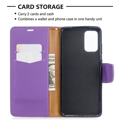 For Galaxy S20+ Litchi Texture Pure Color Horizontal Flip PU Leather Case with Holder & Card Slots & Wallet & Lanyard(Purple)-garmade.com