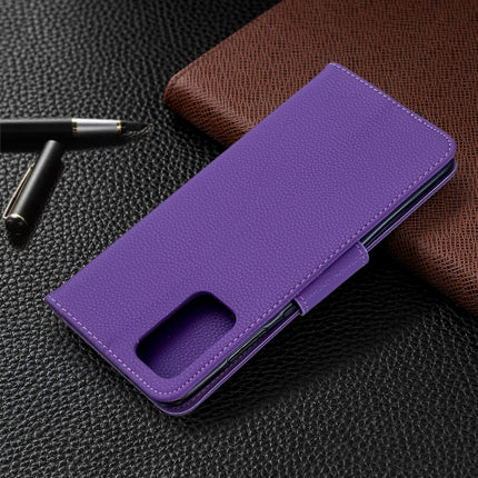 For Galaxy S20+ Litchi Texture Pure Color Horizontal Flip PU Leather Case with Holder & Card Slots & Wallet & Lanyard(Purple)-garmade.com