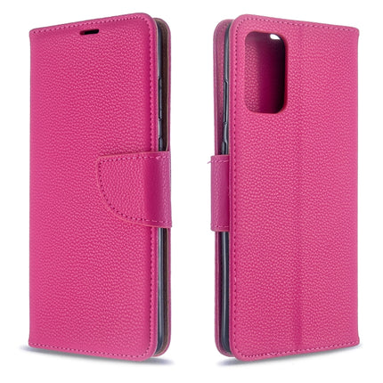 For Galaxy S20+ Litchi Texture Pure Color Horizontal Flip PU Leather Case with Holder & Card Slots & Wallet & Lanyard(Rose Red)-garmade.com