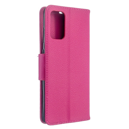 For Galaxy S20+ Litchi Texture Pure Color Horizontal Flip PU Leather Case with Holder & Card Slots & Wallet & Lanyard(Rose Red)-garmade.com