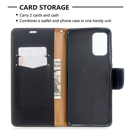 For Galaxy S20+ Litchi Texture Pure Color Horizontal Flip PU Leather Case with Holder & Card Slots & Wallet & Lanyard(Black)-garmade.com