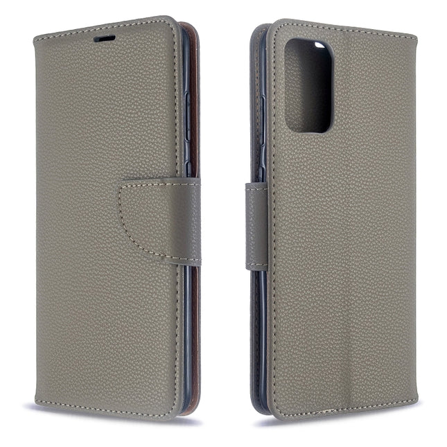 For Galaxy S20+ Litchi Texture Pure Color Horizontal Flip PU Leather Case with Holder & Card Slots & Wallet & Lanyard(Grey)-garmade.com
