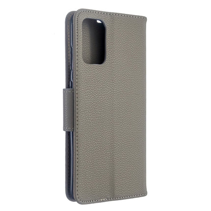 For Galaxy S20+ Litchi Texture Pure Color Horizontal Flip PU Leather Case with Holder & Card Slots & Wallet & Lanyard(Grey)-garmade.com