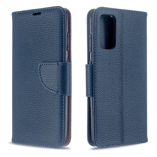For Galaxy S20 Litchi Texture Pure Color Horizontal Flip PU Leather Case with Holder & Card Slots & Wallet & Lanyard(Dark Blue)-garmade.com