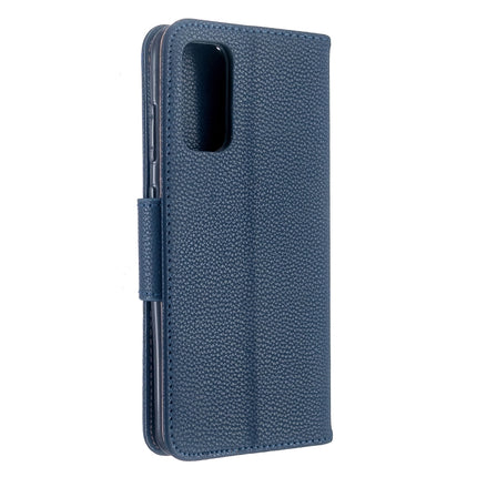 For Galaxy S20 Litchi Texture Pure Color Horizontal Flip PU Leather Case with Holder & Card Slots & Wallet & Lanyard(Dark Blue)-garmade.com