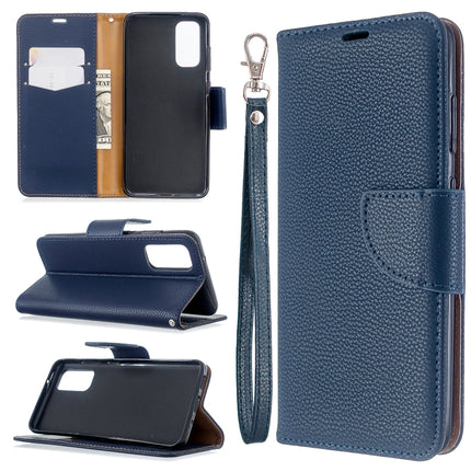 For Galaxy S20 Litchi Texture Pure Color Horizontal Flip PU Leather Case with Holder & Card Slots & Wallet & Lanyard(Dark Blue)-garmade.com