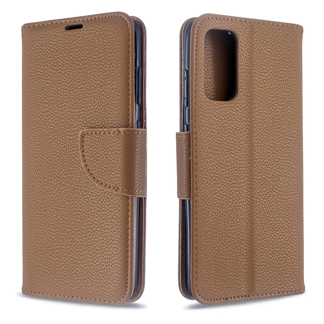 For Galaxy S20 Litchi Texture Pure Color Horizontal Flip PU Leather Case with Holder & Card Slots & Wallet & Lanyard(Brown)-garmade.com