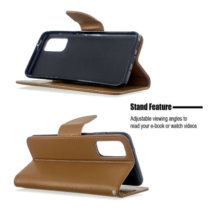 For Galaxy S20 Litchi Texture Pure Color Horizontal Flip PU Leather Case with Holder & Card Slots & Wallet & Lanyard(Brown)-garmade.com