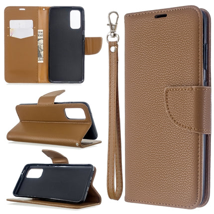 For Galaxy S20 Litchi Texture Pure Color Horizontal Flip PU Leather Case with Holder & Card Slots & Wallet & Lanyard(Brown)-garmade.com