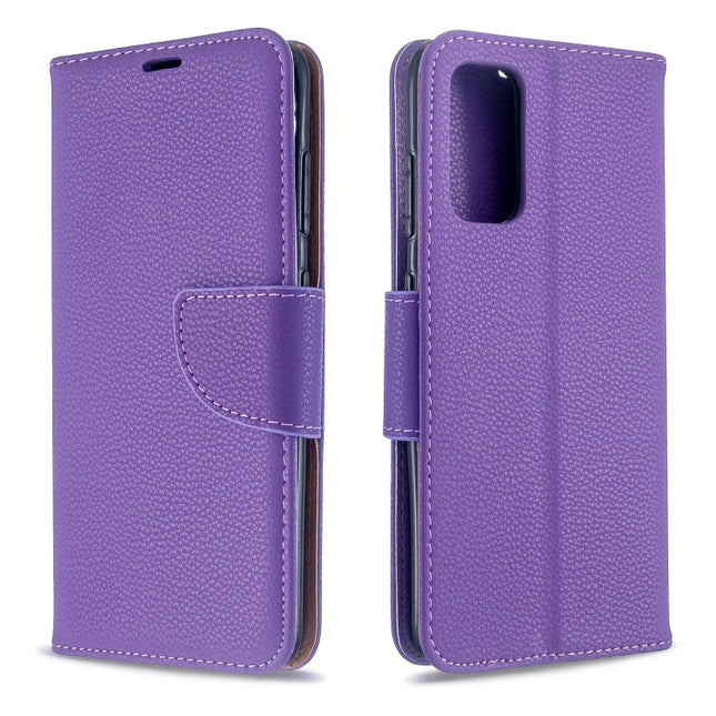 For Galaxy S20 Litchi Texture Pure Color Horizontal Flip PU Leather Case with Holder & Card Slots & Wallet & Lanyard(Purple)-garmade.com
