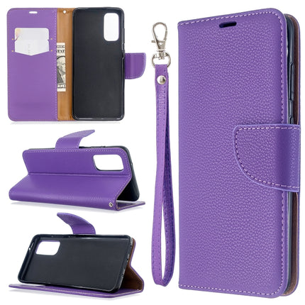 For Galaxy S20 Litchi Texture Pure Color Horizontal Flip PU Leather Case with Holder & Card Slots & Wallet & Lanyard(Purple)-garmade.com