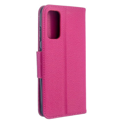 For Galaxy S20 Litchi Texture Pure Color Horizontal Flip PU Leather Case with Holder & Card Slots & Wallet & Lanyard(Rose Red)-garmade.com
