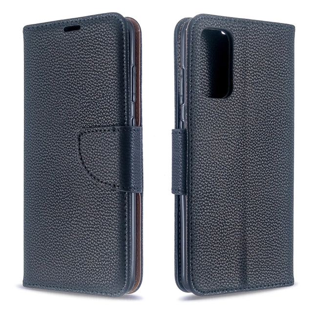 For Galaxy S20 Litchi Texture Pure Color Horizontal Flip PU Leather Case with Holder & Card Slots & Wallet & Lanyard(Black)-garmade.com