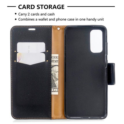 For Galaxy S20 Litchi Texture Pure Color Horizontal Flip PU Leather Case with Holder & Card Slots & Wallet & Lanyard(Black)-garmade.com