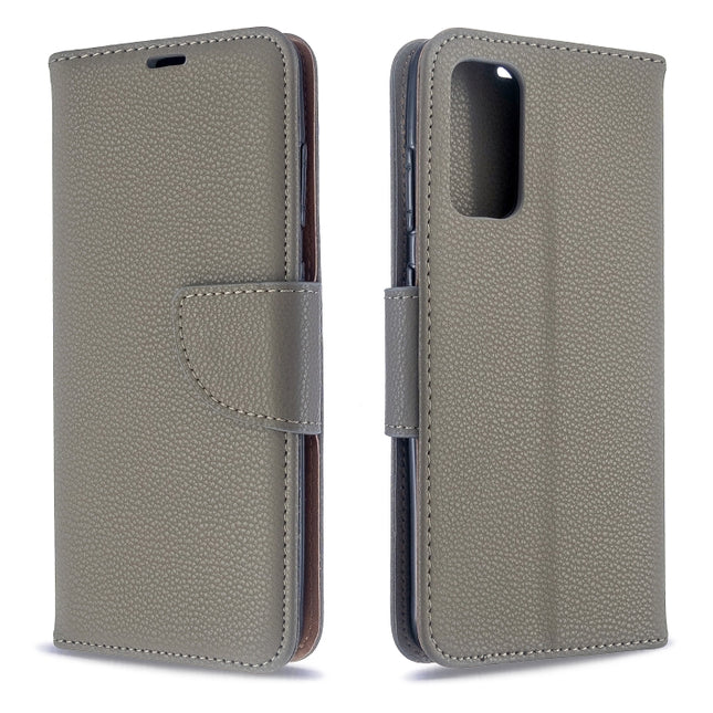 For Galaxy S20 Litchi Texture Pure Color Horizontal Flip PU Leather Case with Holder & Card Slots & Wallet & Lanyard(Grey)-garmade.com