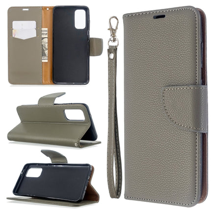 For Galaxy S20 Litchi Texture Pure Color Horizontal Flip PU Leather Case with Holder & Card Slots & Wallet & Lanyard(Grey)-garmade.com