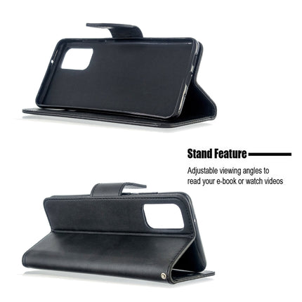 For Galaxy S20+ Retro Lambskin Texture Pure Color Horizontal Flip PU Leather Case with Holder & Card Slots & Wallet & Lanyard(Black)-garmade.com