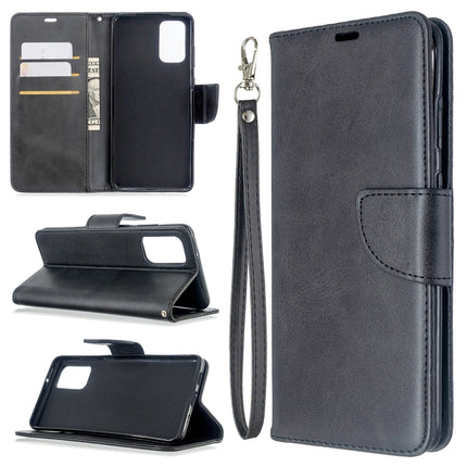 For Galaxy S20+ Retro Lambskin Texture Pure Color Horizontal Flip PU Leather Case with Holder & Card Slots & Wallet & Lanyard(Black)-garmade.com