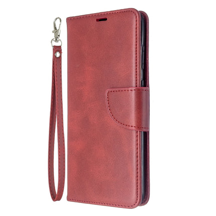 For Galaxy S20+ Retro Lambskin Texture Pure Color Horizontal Flip PU Leather Case with Holder & Card Slots & Wallet & Lanyard(Red)-garmade.com