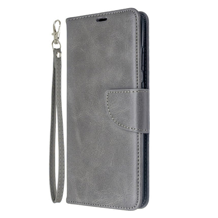 For Galaxy S20+ Retro Lambskin Texture Pure Color Horizontal Flip PU Leather Case with Holder & Card Slots & Wallet & Lanyard(Grey)-garmade.com