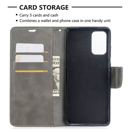 For Galaxy S20+ Retro Lambskin Texture Pure Color Horizontal Flip PU Leather Case with Holder & Card Slots & Wallet & Lanyard(Grey)-garmade.com