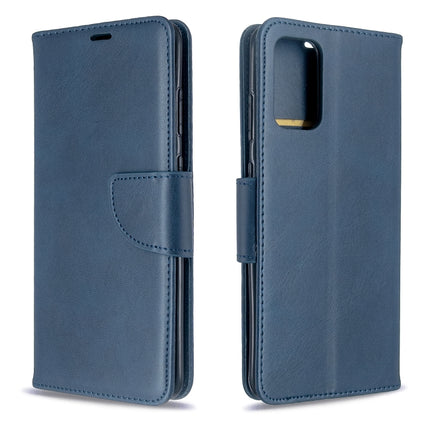 For Galaxy S20+ Retro Lambskin Texture Pure Color Horizontal Flip PU Leather Case with Holder & Card Slots & Wallet & Lanyard(Blue)-garmade.com