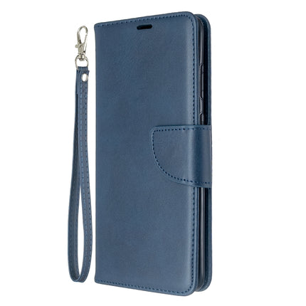 For Galaxy S20+ Retro Lambskin Texture Pure Color Horizontal Flip PU Leather Case with Holder & Card Slots & Wallet & Lanyard(Blue)-garmade.com