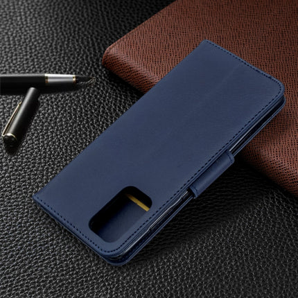 For Galaxy S20+ Retro Lambskin Texture Pure Color Horizontal Flip PU Leather Case with Holder & Card Slots & Wallet & Lanyard(Blue)-garmade.com
