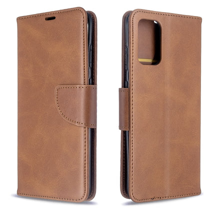 For Galaxy S20+ Retro Lambskin Texture Pure Color Horizontal Flip PU Leather Case with Holder & Card Slots & Wallet & Lanyard(Brown)-garmade.com