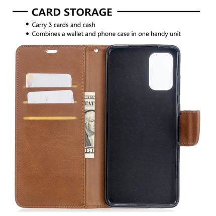 For Galaxy S20+ Retro Lambskin Texture Pure Color Horizontal Flip PU Leather Case with Holder & Card Slots & Wallet & Lanyard(Brown)-garmade.com