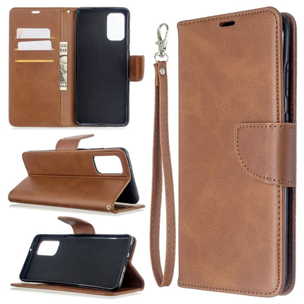 For Galaxy S20+ Retro Lambskin Texture Pure Color Horizontal Flip PU Leather Case with Holder & Card Slots & Wallet & Lanyard(Brown)-garmade.com