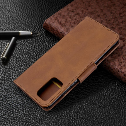 For Galaxy S20+ Retro Lambskin Texture Pure Color Horizontal Flip PU Leather Case with Holder & Card Slots & Wallet & Lanyard(Brown)-garmade.com