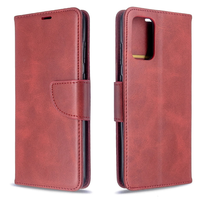 For Galaxy S20 Ultra Retro Lambskin Texture Pure Color Horizontal Flip PU Leather Case with Holder & Card Slots & Wallet & Lanyard(Red)-garmade.com