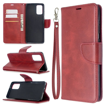 For Galaxy S20 Ultra Retro Lambskin Texture Pure Color Horizontal Flip PU Leather Case with Holder & Card Slots & Wallet & Lanyard(Red)-garmade.com