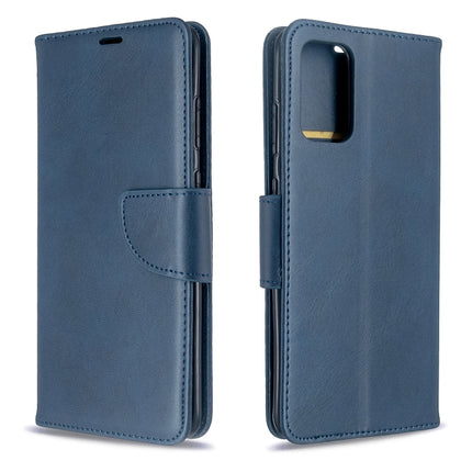 For Galaxy S20 Ultra Retro Lambskin Texture Pure Color Horizontal Flip PU Leather Case with Holder & Card Slots & Wallet & Lanyard(Blue)-garmade.com