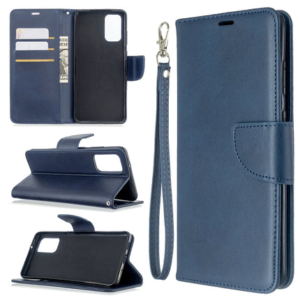 For Galaxy S20 Ultra Retro Lambskin Texture Pure Color Horizontal Flip PU Leather Case with Holder & Card Slots & Wallet & Lanyard(Blue)-garmade.com
