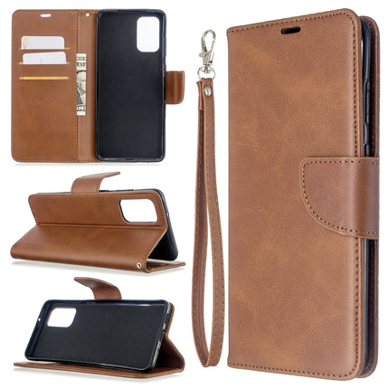 For Galaxy S20 Ultra Retro Lambskin Texture Pure Color Horizontal Flip PU Leather Case with Holder & Card Slots & Wallet & Lanyard(Brown)-garmade.com