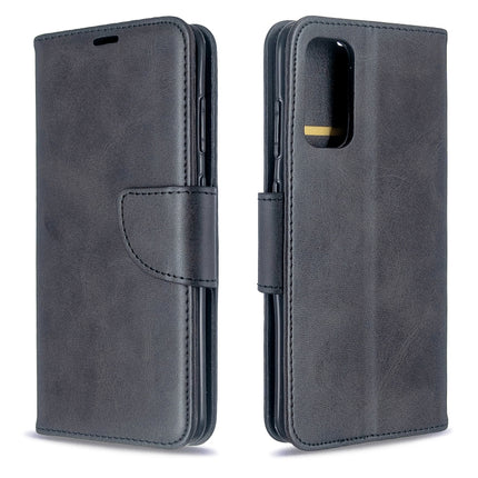 For Galaxy S20 Retro Lambskin Texture Pure Color Horizontal Flip PU Leather Case with Holder & Card Slots & Wallet & Lanyard(Black)-garmade.com