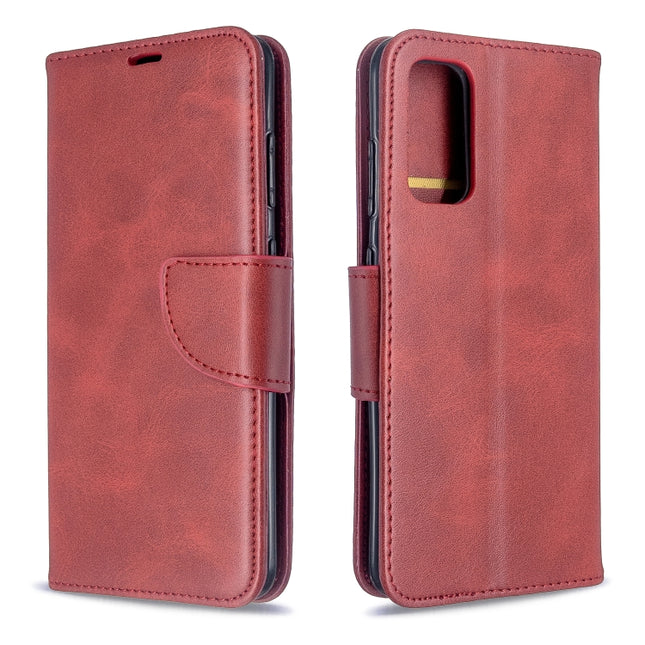 For Galaxy S20 Retro Lambskin Texture Pure Color Horizontal Flip PU Leather Case with Holder & Card Slots & Wallet & Lanyard(Red)-garmade.com