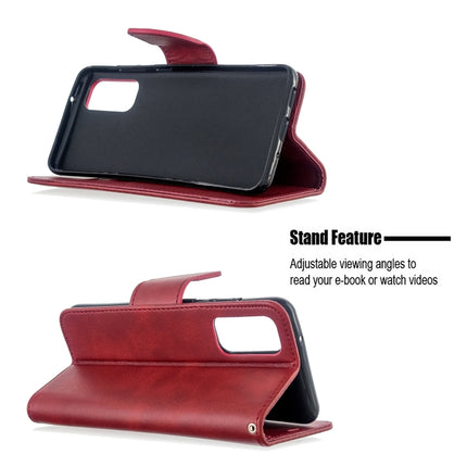 For Galaxy S20 Retro Lambskin Texture Pure Color Horizontal Flip PU Leather Case with Holder & Card Slots & Wallet & Lanyard(Red)-garmade.com