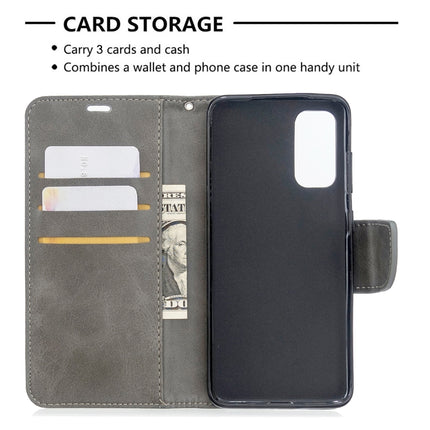 For Galaxy S20 Retro Lambskin Texture Pure Color Horizontal Flip PU Leather Case with Holder & Card Slots & Wallet & Lanyard(Grey)-garmade.com