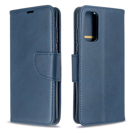 For Galaxy S20 Retro Lambskin Texture Pure Color Horizontal Flip PU Leather Case with Holder & Card Slots & Wallet & Lanyard(Blue)-garmade.com