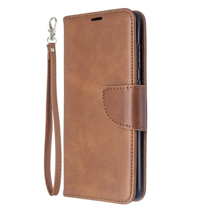 For Galaxy S20 Retro Lambskin Texture Pure Color Horizontal Flip PU Leather Case with Holder & Card Slots & Wallet & Lanyard(Brown)-garmade.com