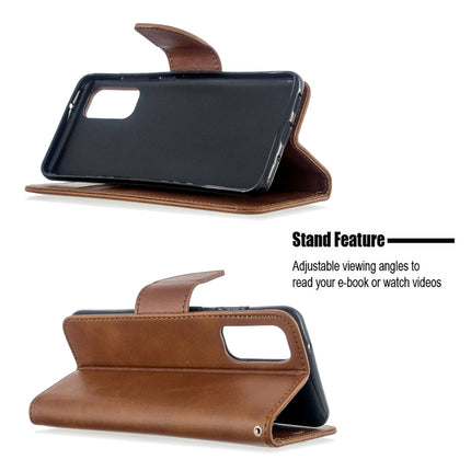 For Galaxy S20 Retro Lambskin Texture Pure Color Horizontal Flip PU Leather Case with Holder & Card Slots & Wallet & Lanyard(Brown)-garmade.com
