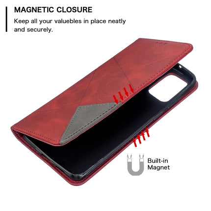 For Galaxy S20+ Rhombus Texture Horizontal Flip Magnetic Leather Case with Holder & Card Slots(Red)-garmade.com