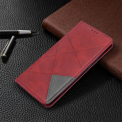 For Galaxy S20+ Rhombus Texture Horizontal Flip Magnetic Leather Case with Holder & Card Slots(Red)-garmade.com