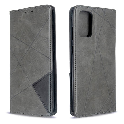 For Galaxy S20+ Rhombus Texture Horizontal Flip Magnetic Leather Case with Holder & Card Slots(Grey)-garmade.com